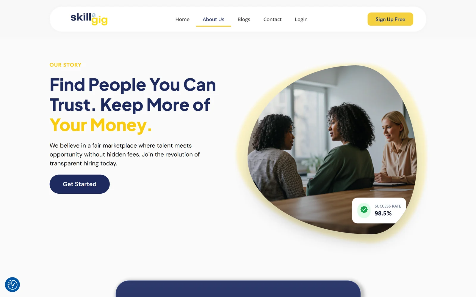 The brand and trust story, carried from the Figma app design into the live site.