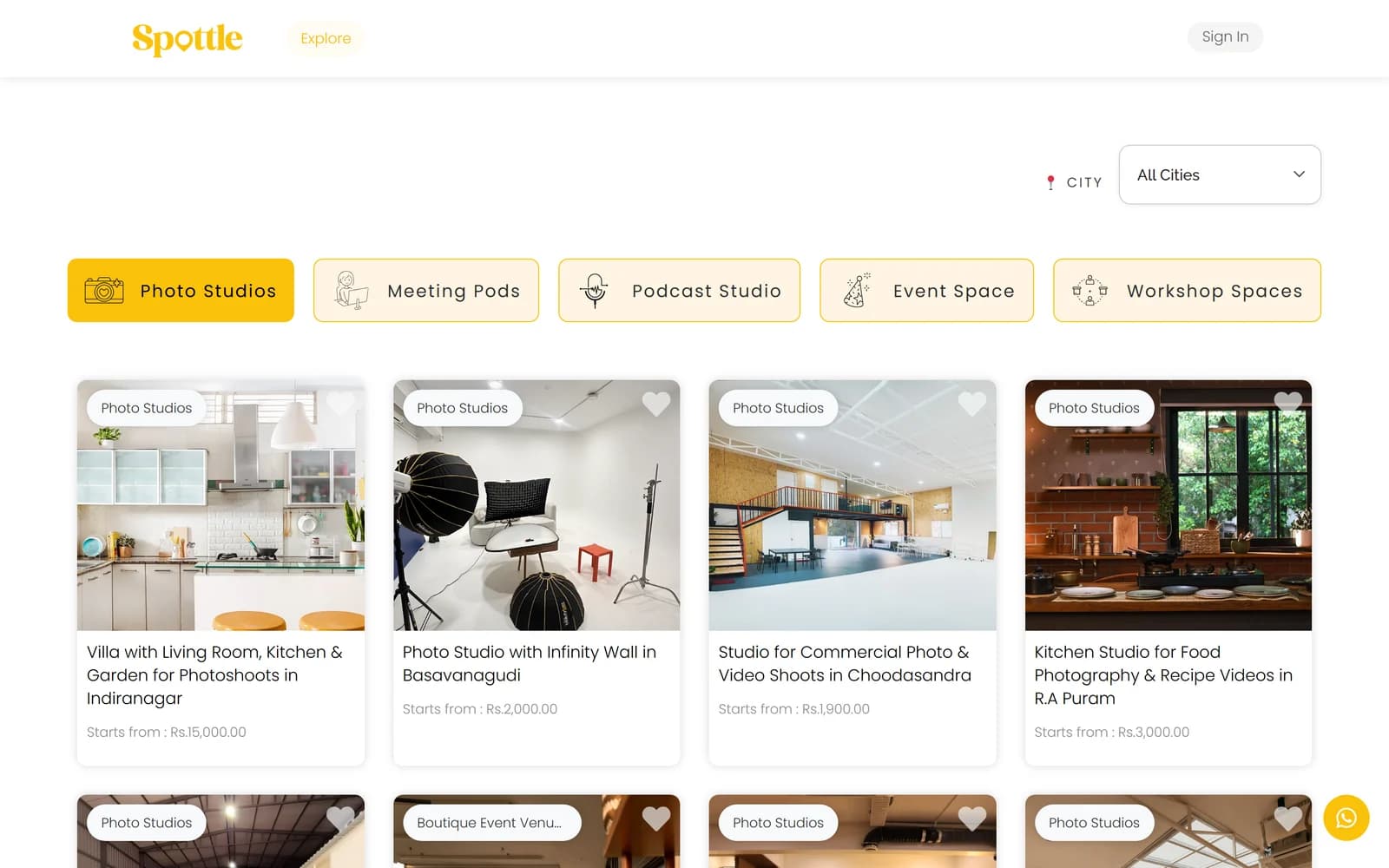 Explore listings, with hourly pricing and transparent details.
