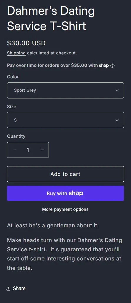 Store data, stale ship date removed, new site, desktop view. The line is gone and the owner's copy is otherwise unchanged.