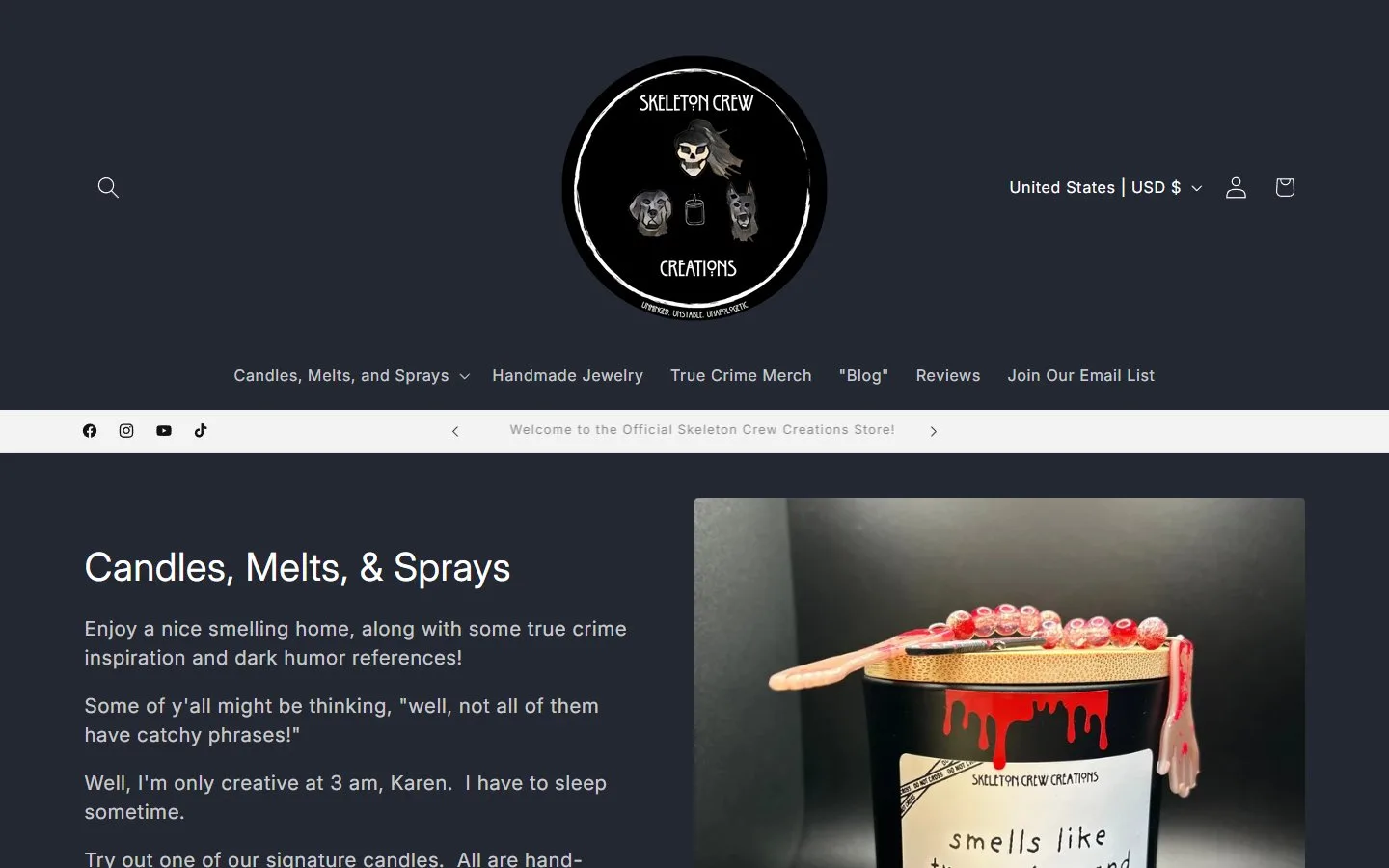 Collection page, first screen, old site, desktop view. A tall logo header, a 69-word description and a large banner photo filled the first screen.