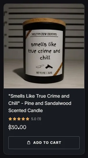 Collection page, product card, single option, new site, desktop view. A 5.0 rating from a real review, the price without the 'USD' suffix and a one-click Add to cart.
