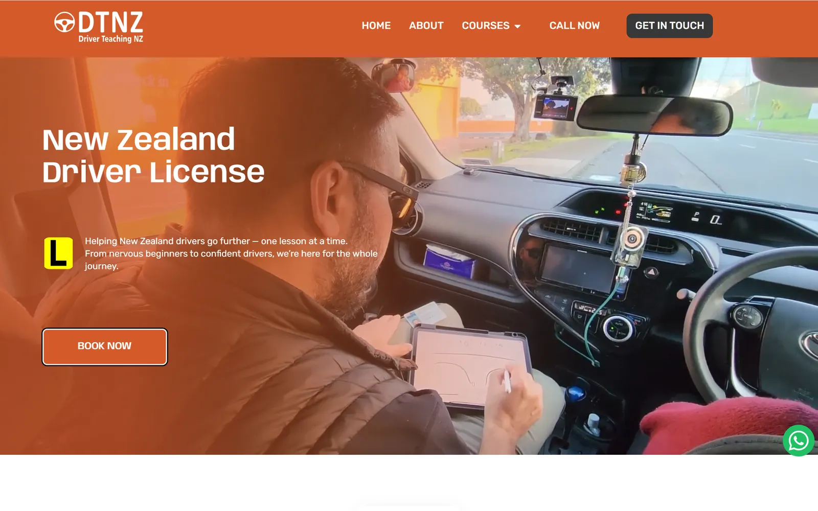 DTNZ, an Auckland driving school with online lesson booking, project hero image