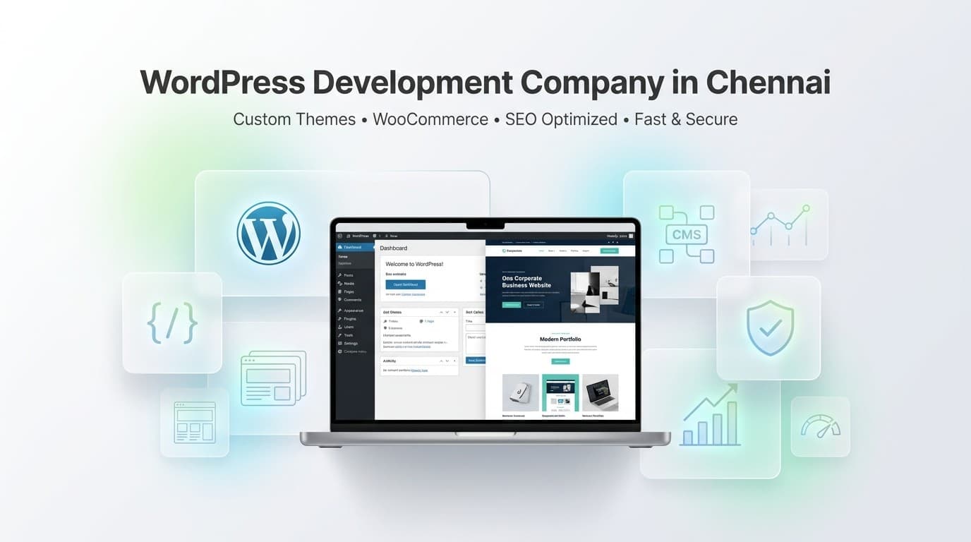 WitsCode WordPress development in Chennai: a custom WordPress dashboard and business website, with WooCommerce, SEO, and speed.