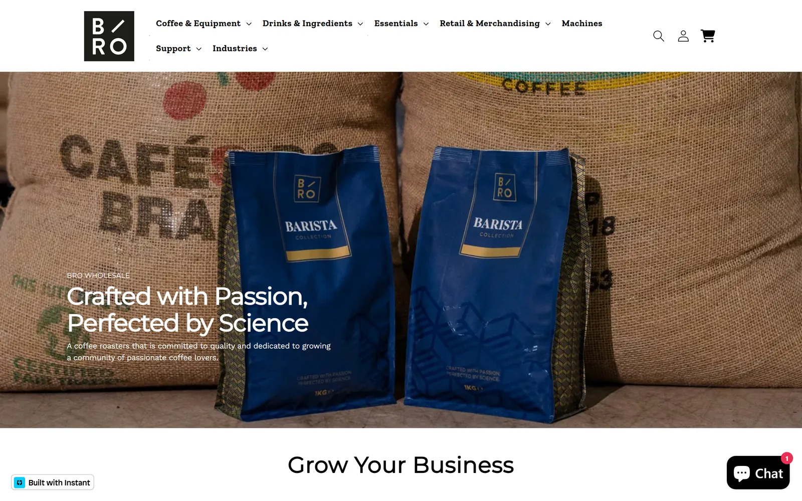 Bro Coffee Wholesale website built by WitsCode