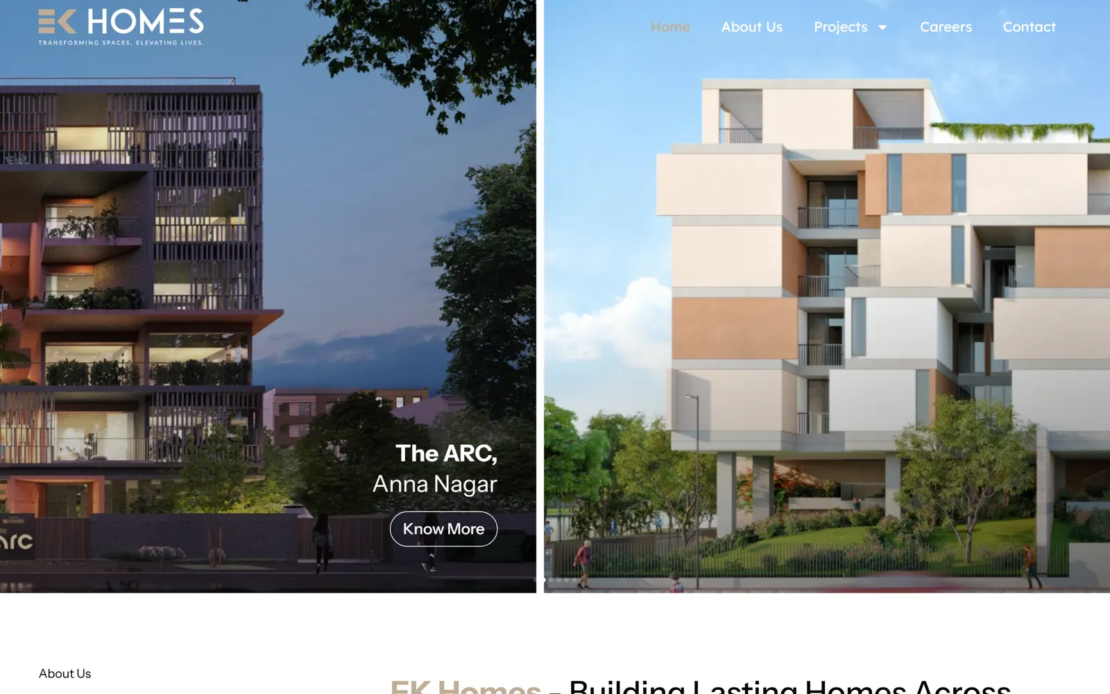 EK Homes website built by WitsCode