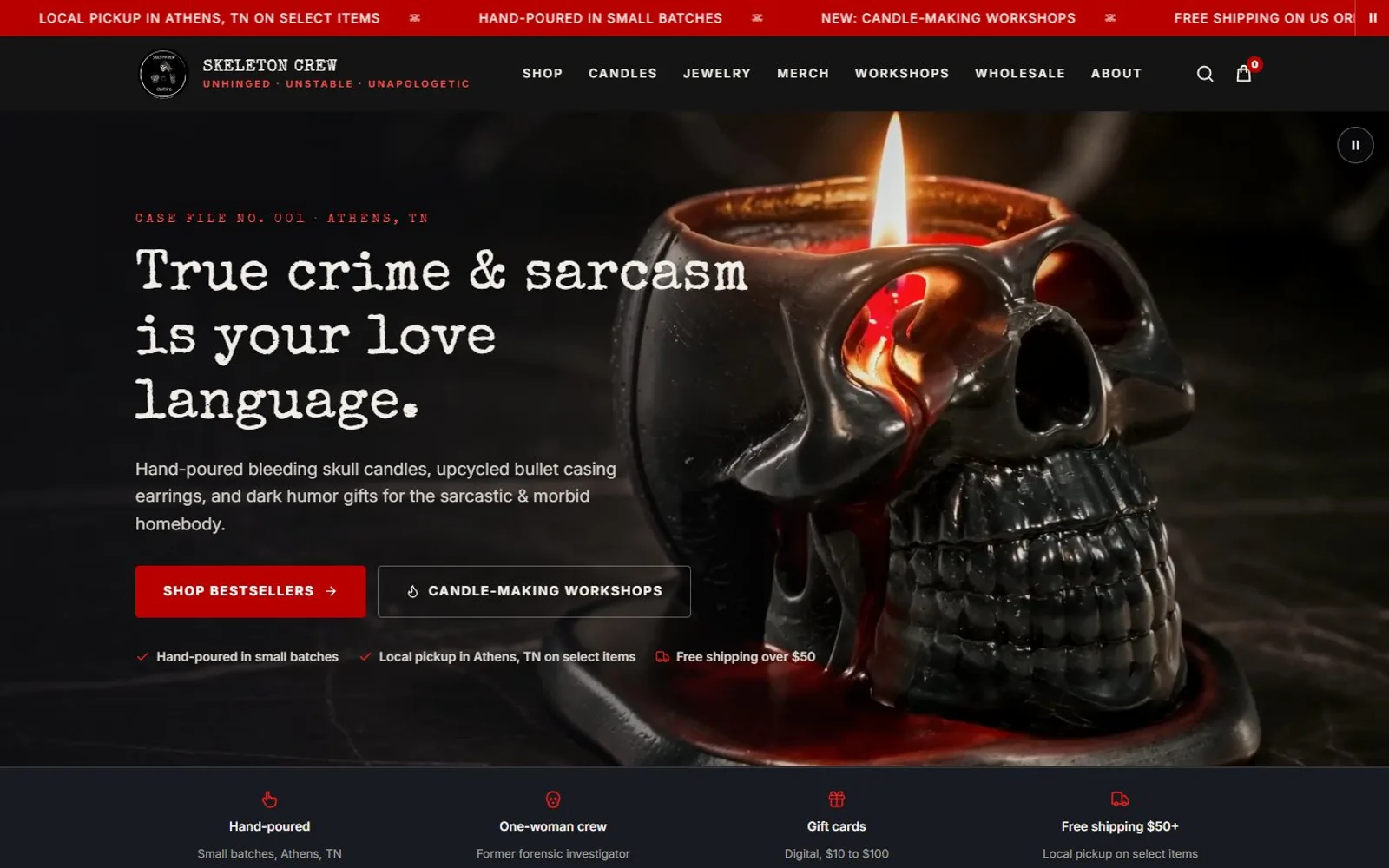 Skeleton Crew Creations website built by WitsCode